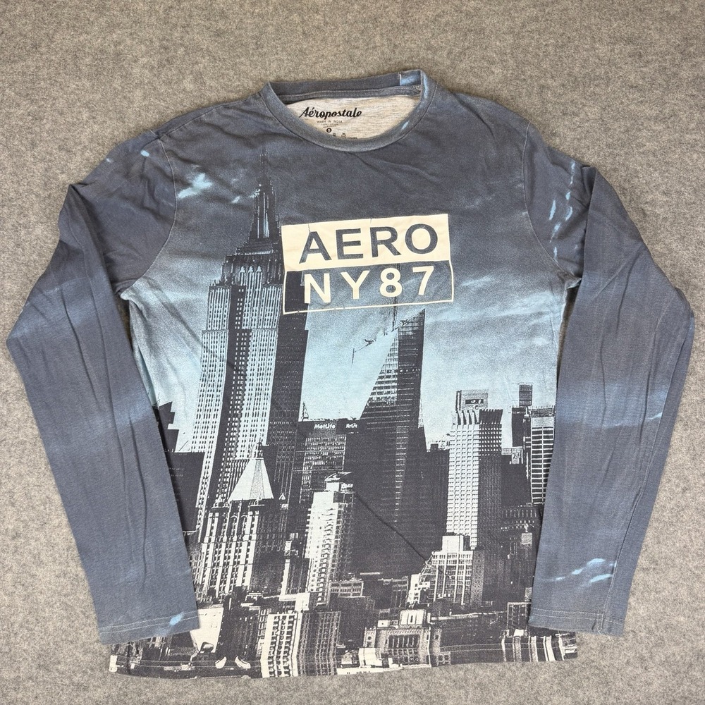 Aeropostale Men's S Long Sleeve New York City Skyline Graphic T-Shirt Aero NY87